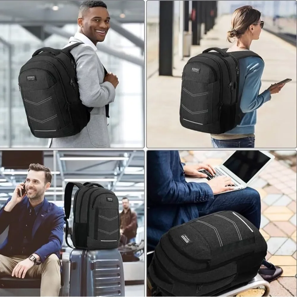 Bikrod Travel Backpack w USB Charging Port Fits 15.6 Inch Laptop Water Resistant